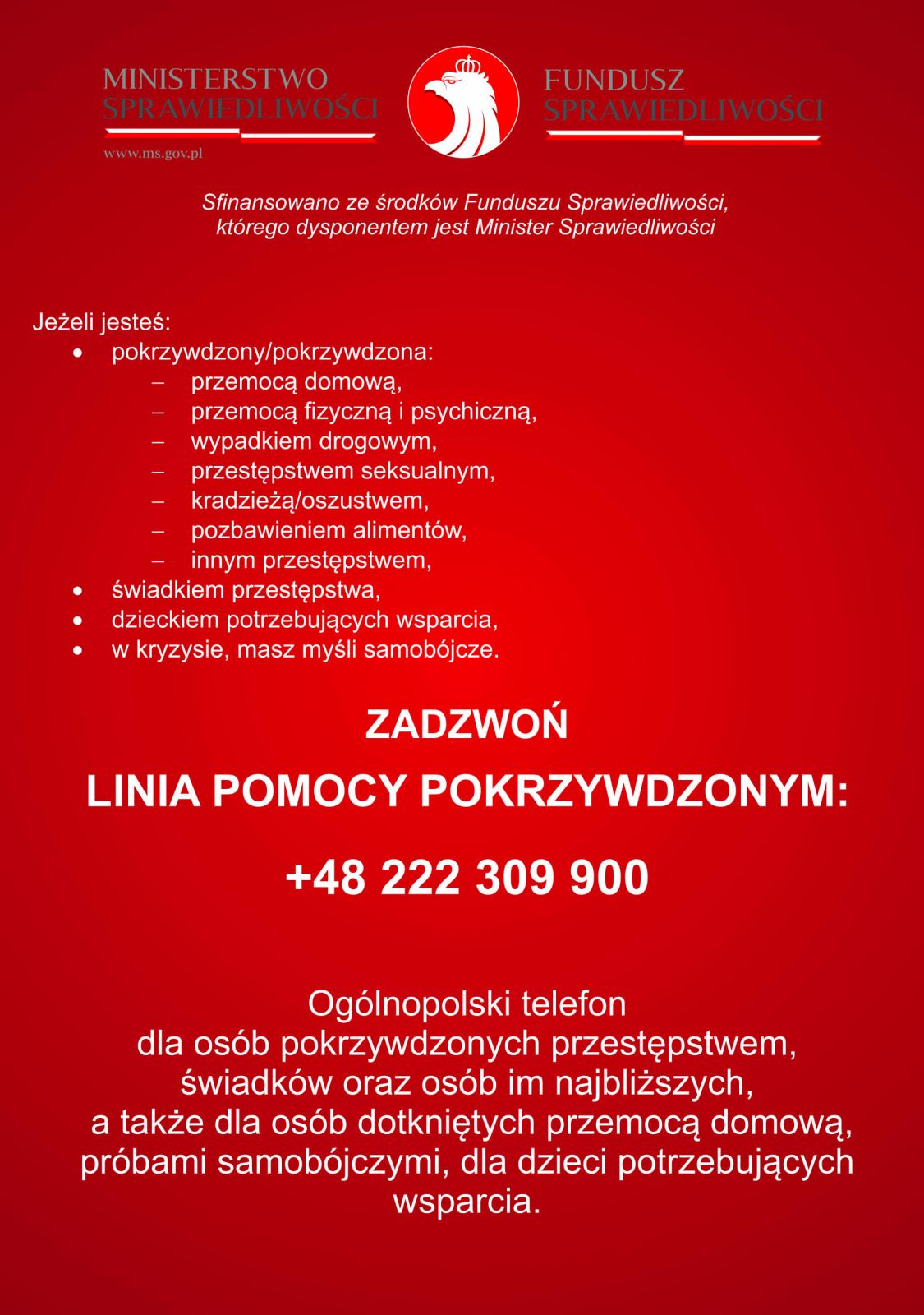 Ulotka Linia Osobom Pokrzywdzonym